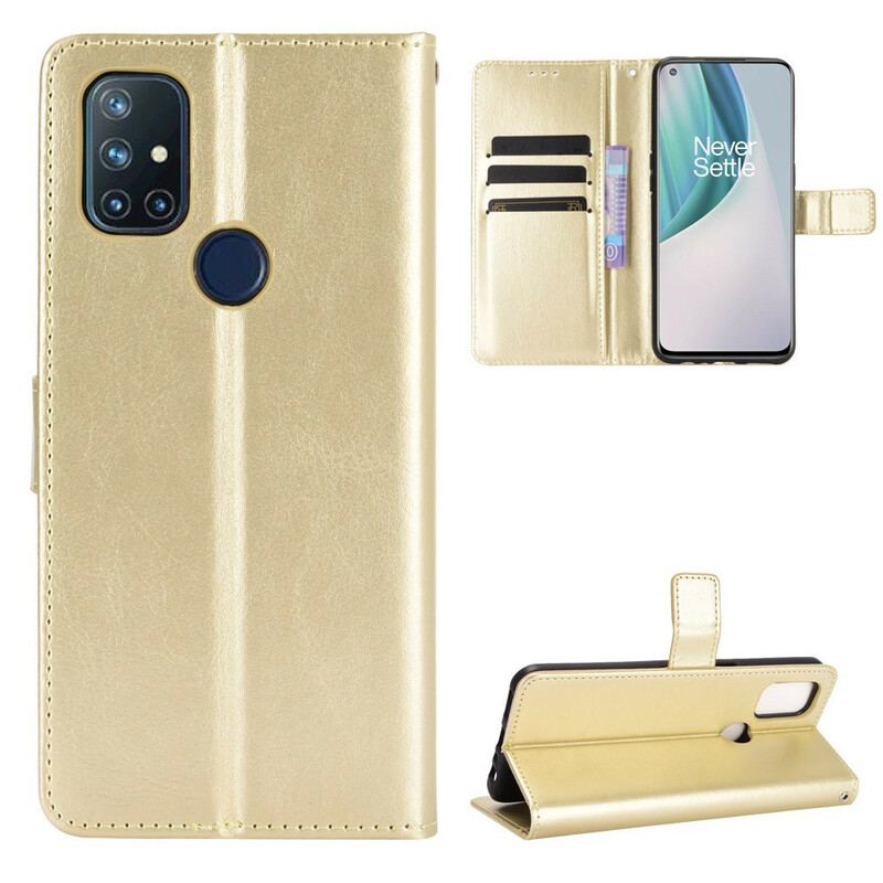 Capa Flip Para OnePlus Nord N10 Couro Falso Chamativo