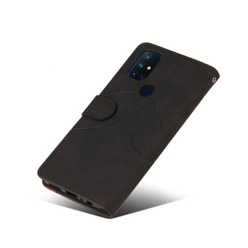 Capa Flip Para OnePlus Nord N10 Couro Sintético De Assinatura De Dois Tons