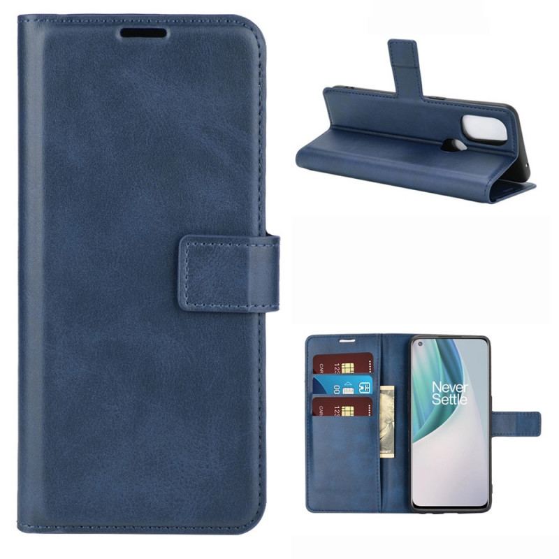 Capa Flip Para OnePlus Nord N10 Efeito De Couro Extremo Fino