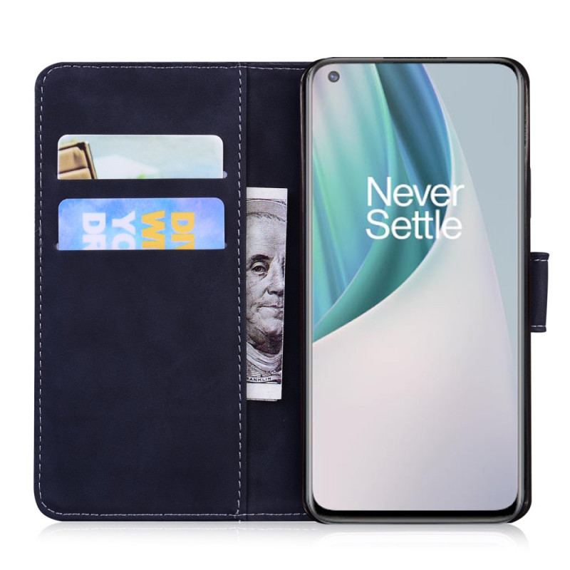 Capa Flip Para OnePlus Nord N10 Efeito Couro Monocromático