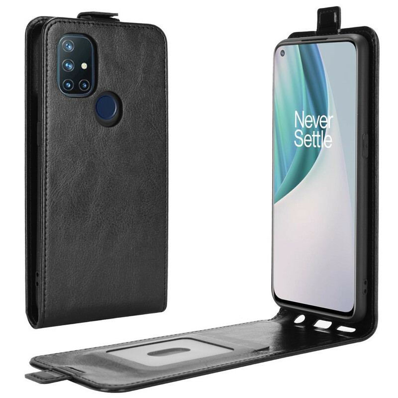 Capa Folio Para OnePlus Nord N10 Flip Efeito De Couro Com Aba Vertical