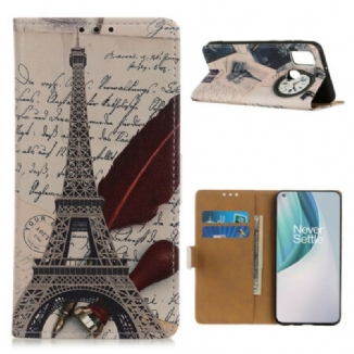 Capa Folio Para OnePlus Nord N10 Torre Eiffel Do Poeta