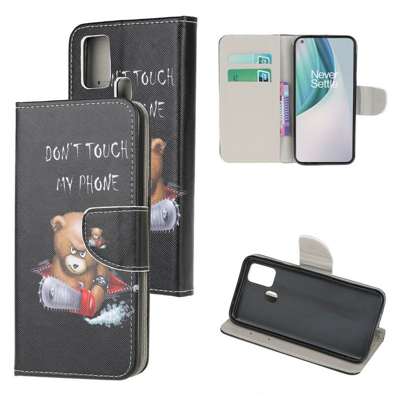 Capa Folio Para OnePlus Nord N10 Urso Perigoso