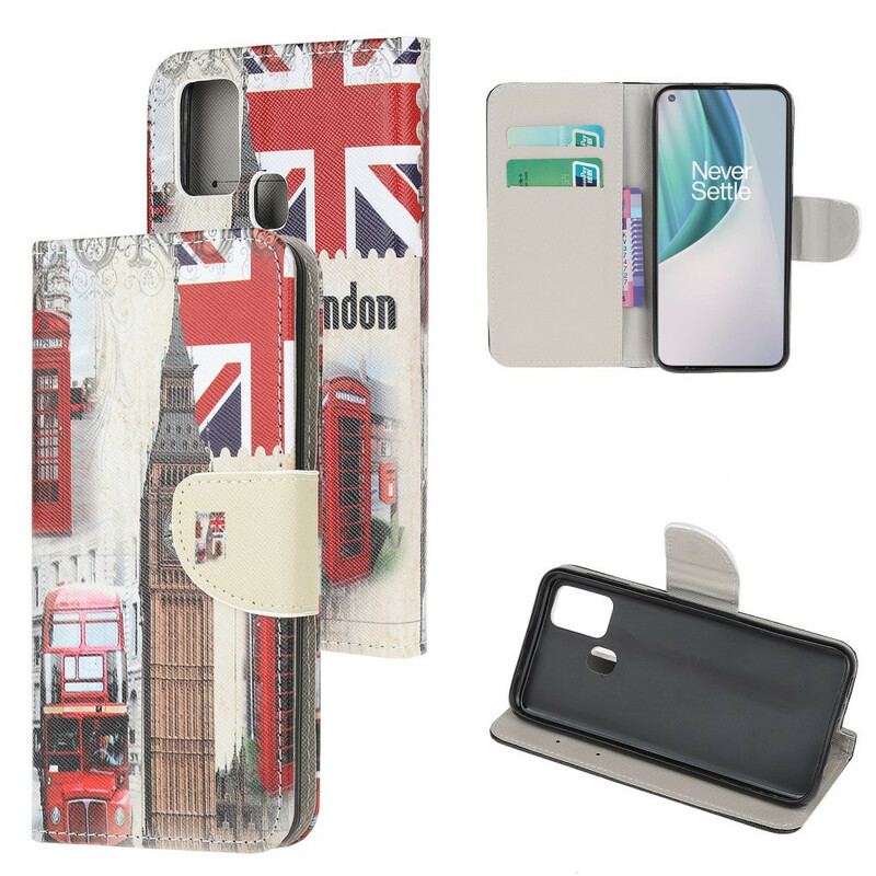 Capa Folio Para OnePlus Nord N10 Vida Em Londres