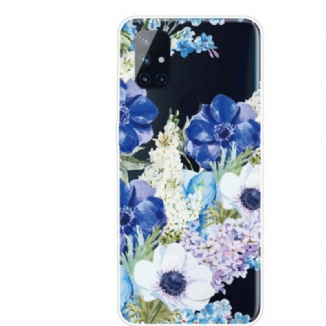 Capa Para OnePlus Nord N10 Flores Azuis Em Aquarela Sem Costura