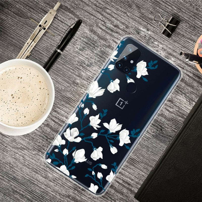 Capa Para OnePlus Nord N10 Flores Brancas