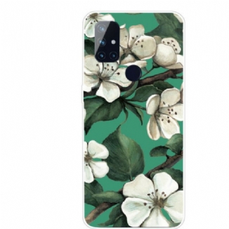 Capa Para OnePlus Nord N10 Flores Brancas Pintadas