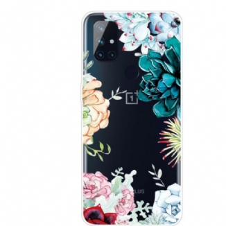 Capa Para OnePlus Nord N10 Flores Em Aquarela Sem Costura