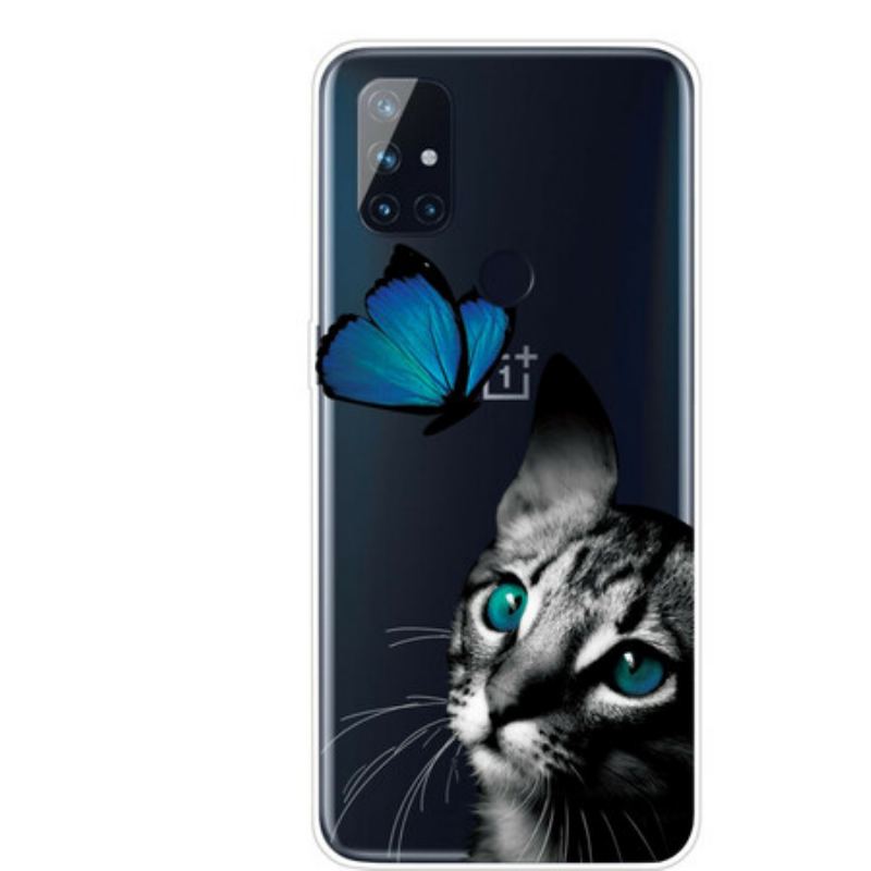 Capa Para OnePlus Nord N10 Gato E Borboleta