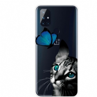 Capa Para OnePlus Nord N10 Gato E Borboleta