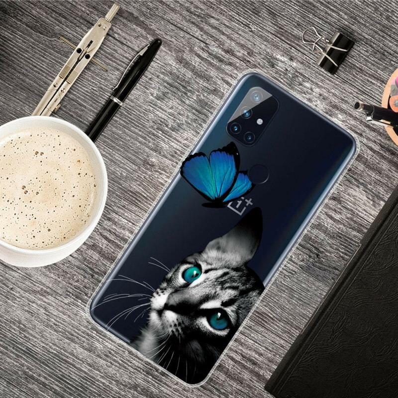 Capa Para OnePlus Nord N10 Gato E Borboleta