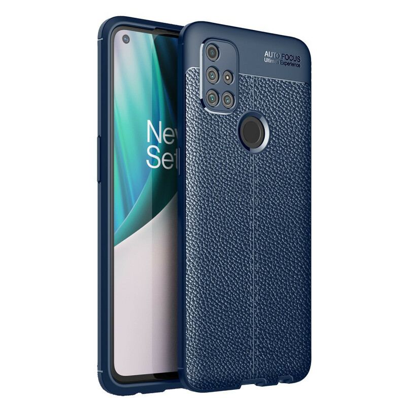 Capa Para OnePlus Nord N10 Linha Dupla Efeito Couro Litchi