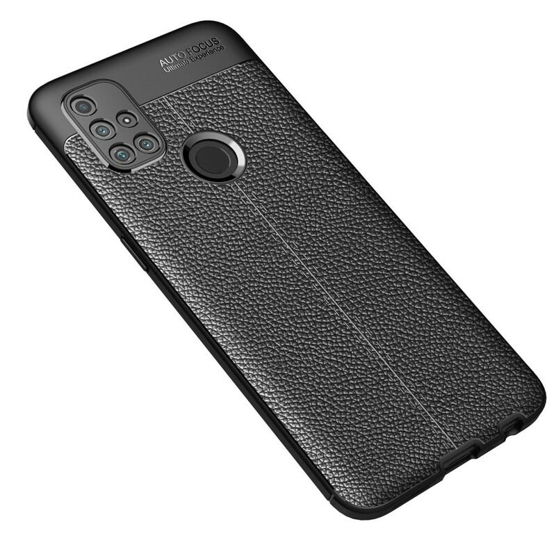 Capa Para OnePlus Nord N10 Linha Dupla Efeito Couro Litchi