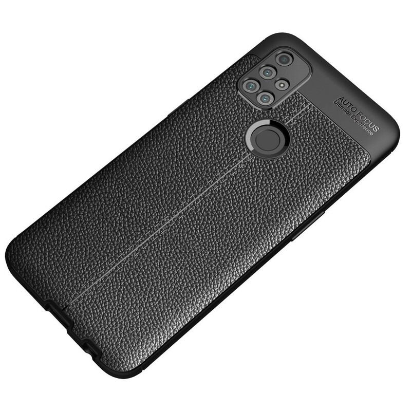 Capa Para OnePlus Nord N10 Linha Dupla Efeito Couro Litchi