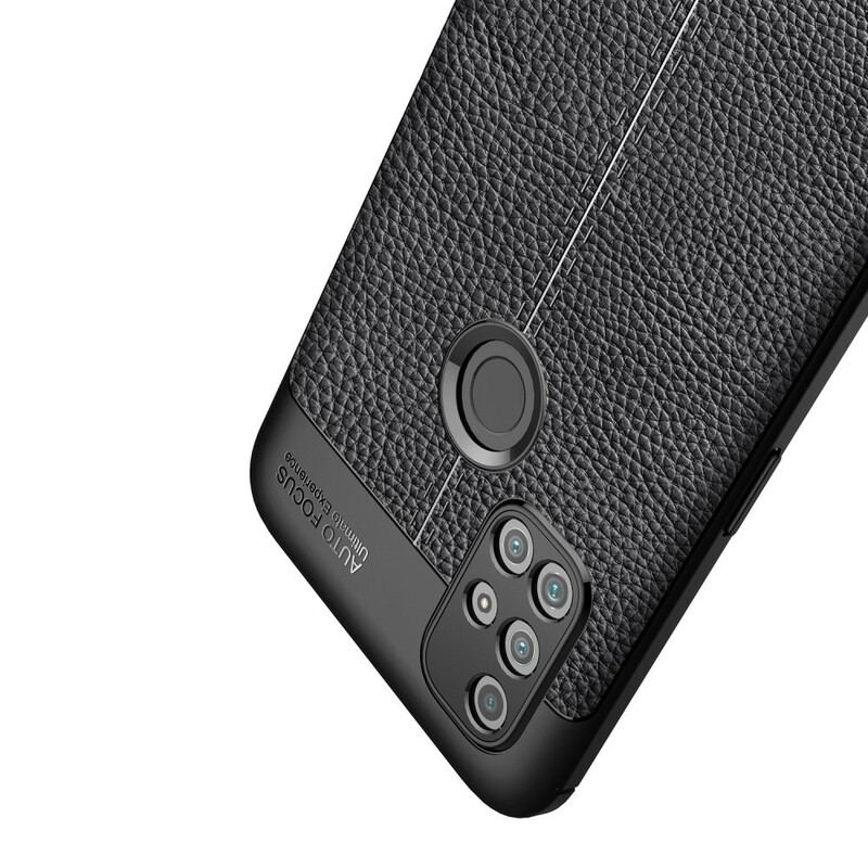 Capa Para OnePlus Nord N10 Linha Dupla Efeito Couro Litchi