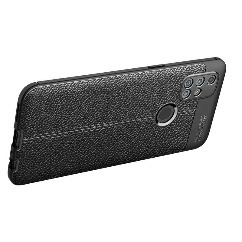 Capa Para OnePlus Nord N10 Linha Dupla Efeito Couro Litchi