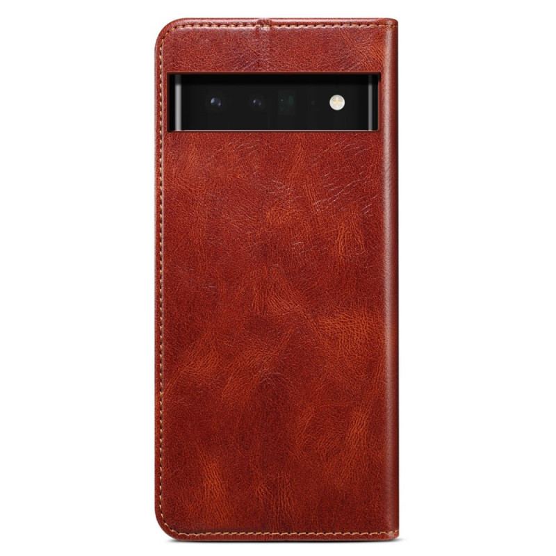 Capa De Celular Para Google Pixel 6A Flip Efeito Couro Encerado