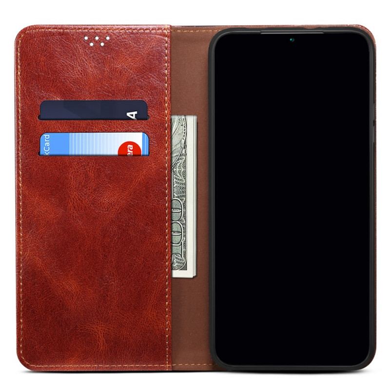 Capa De Celular Para Google Pixel 6A Flip Efeito Couro Encerado