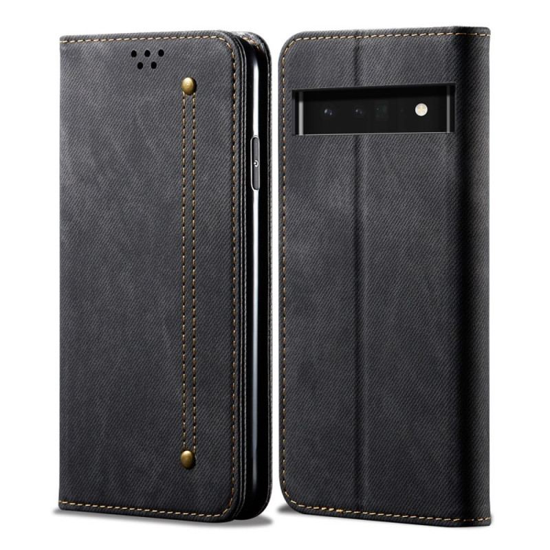 Capa De Celular Para Google Pixel 6A Flip Tecido Jeans