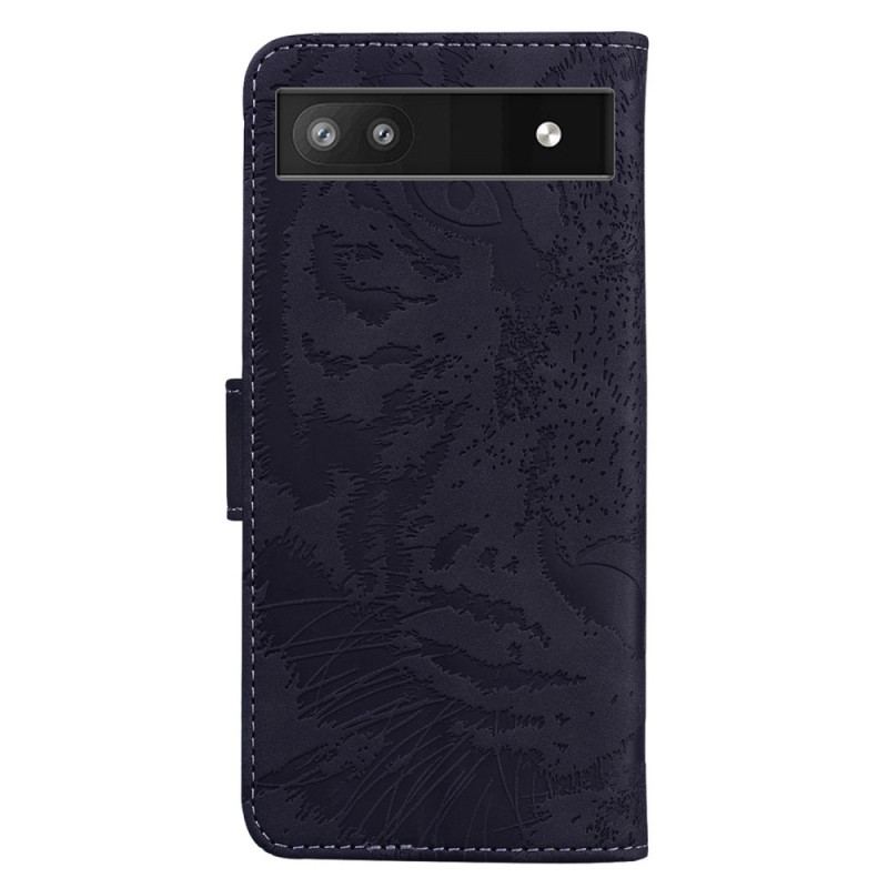 Capa De Couro Para Google Pixel 6A Cara De Tigre