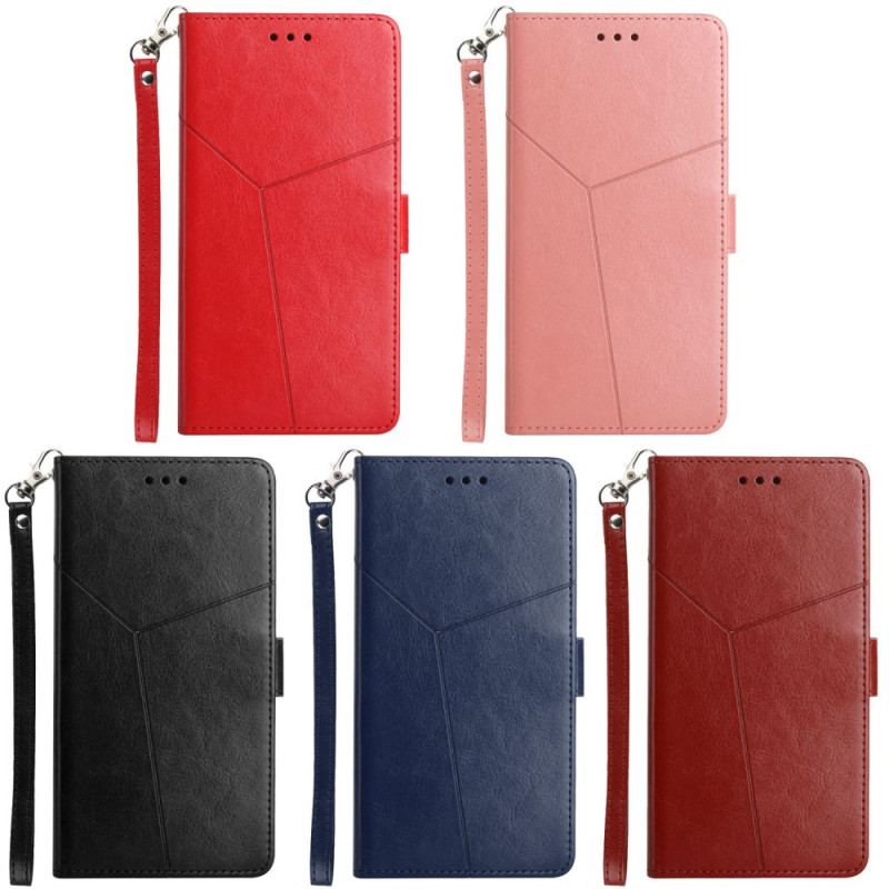 Capa De Couro Para Google Pixel 6A De Cordão Design Y Strappy