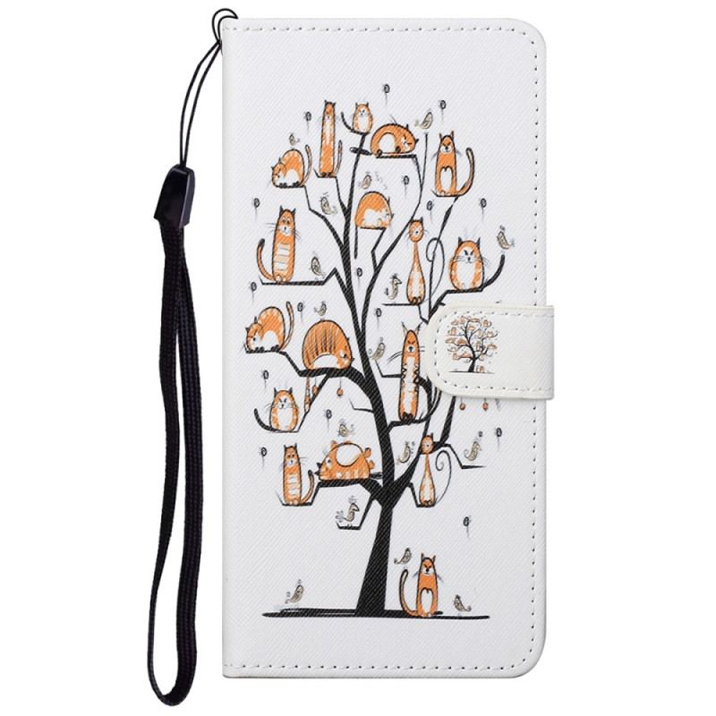 Capa De Couro Para Google Pixel 6A De Cordão Gatos Tangas