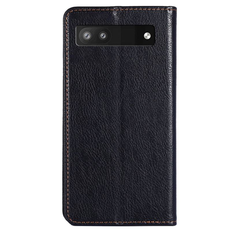 Capa De Couro Para Google Pixel 6A Costura Clássica