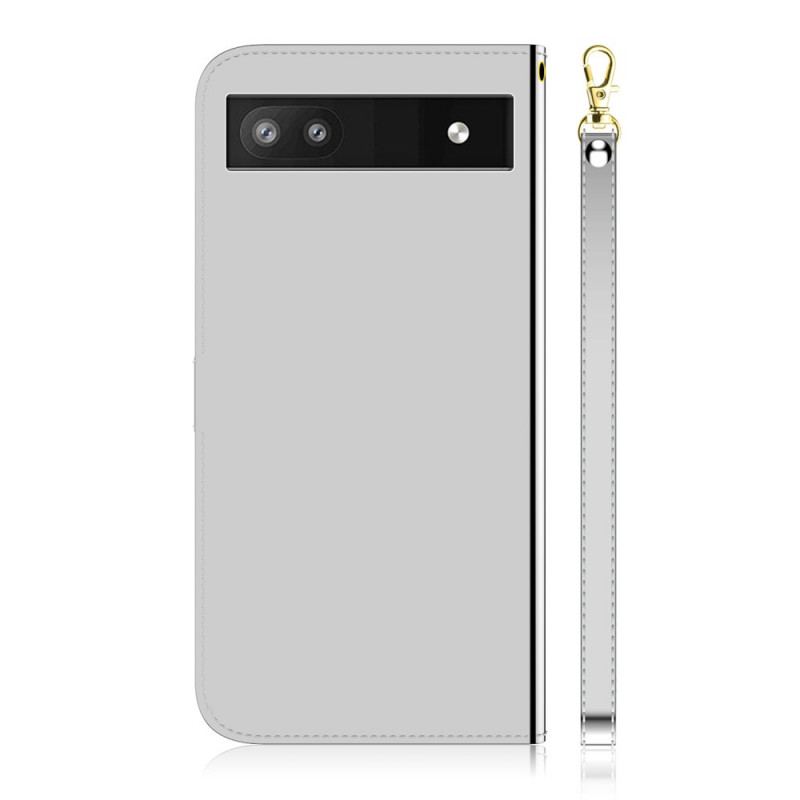 Capa De Couro Para Google Pixel 6A Capa De Espelho De Couro Sintético