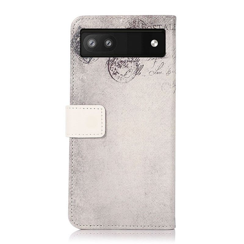 Capa De Couro Para Google Pixel 6A Gato Viajante