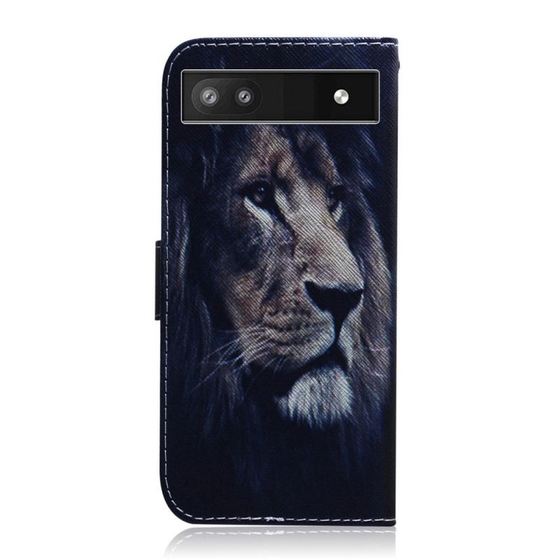 Capa De Couro Para Google Pixel 6A Leão Sonhador