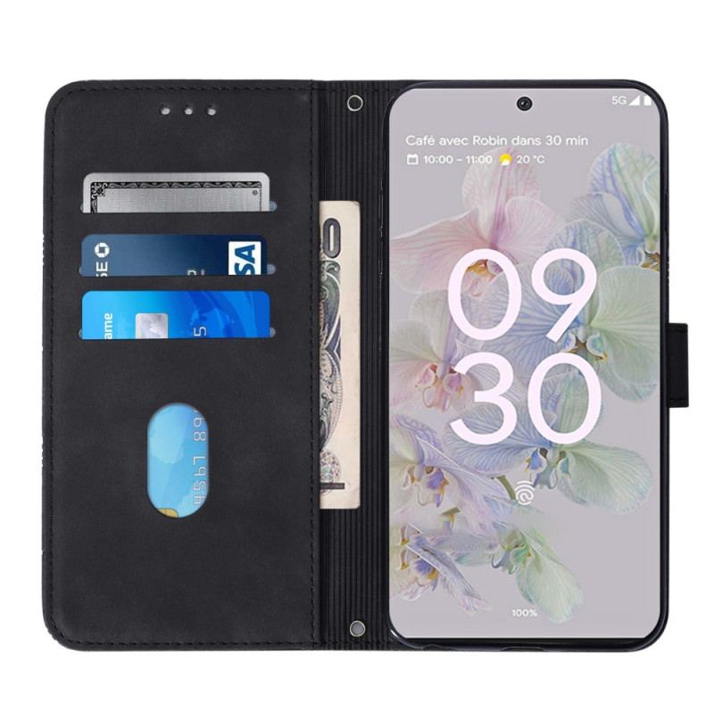 Capa De Couro Para Google Pixel 6A Padrão Com Alça De Ombro