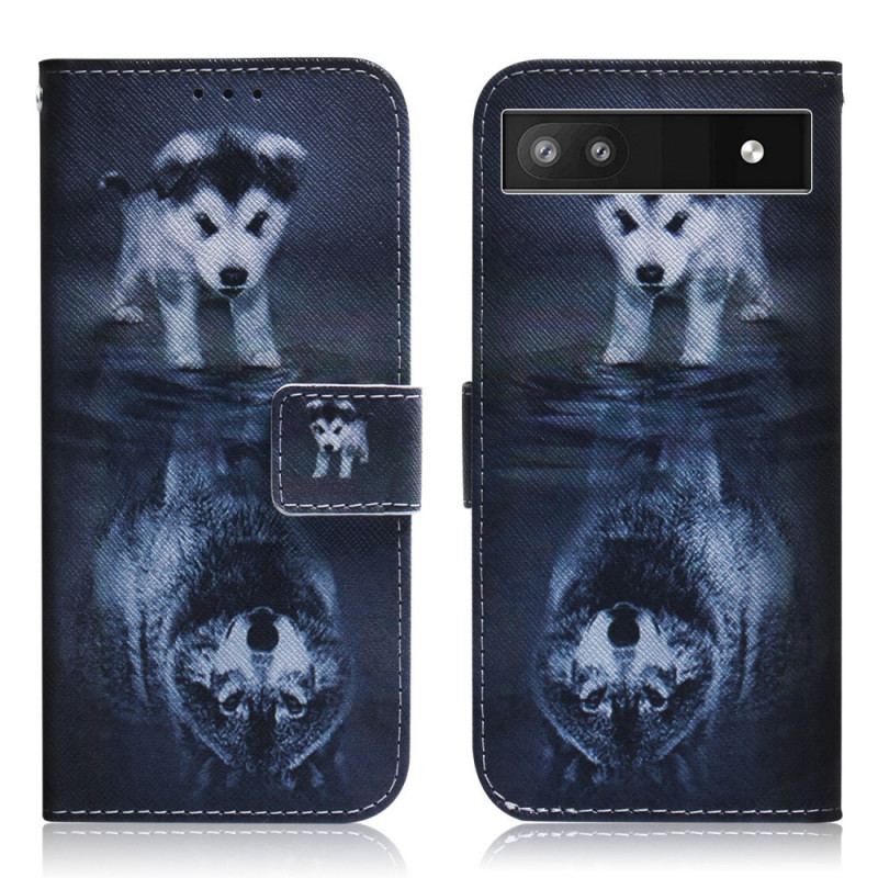 Capa De Couro Para Google Pixel 6A Sonho De Cachorrinho