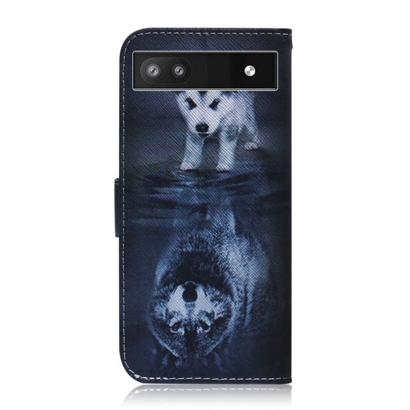 Capa De Couro Para Google Pixel 6A Sonho De Cachorrinho