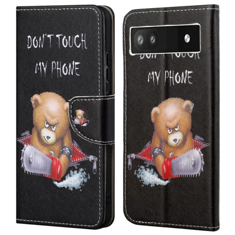 Capa De Couro Para Google Pixel 6A Urso Perigoso