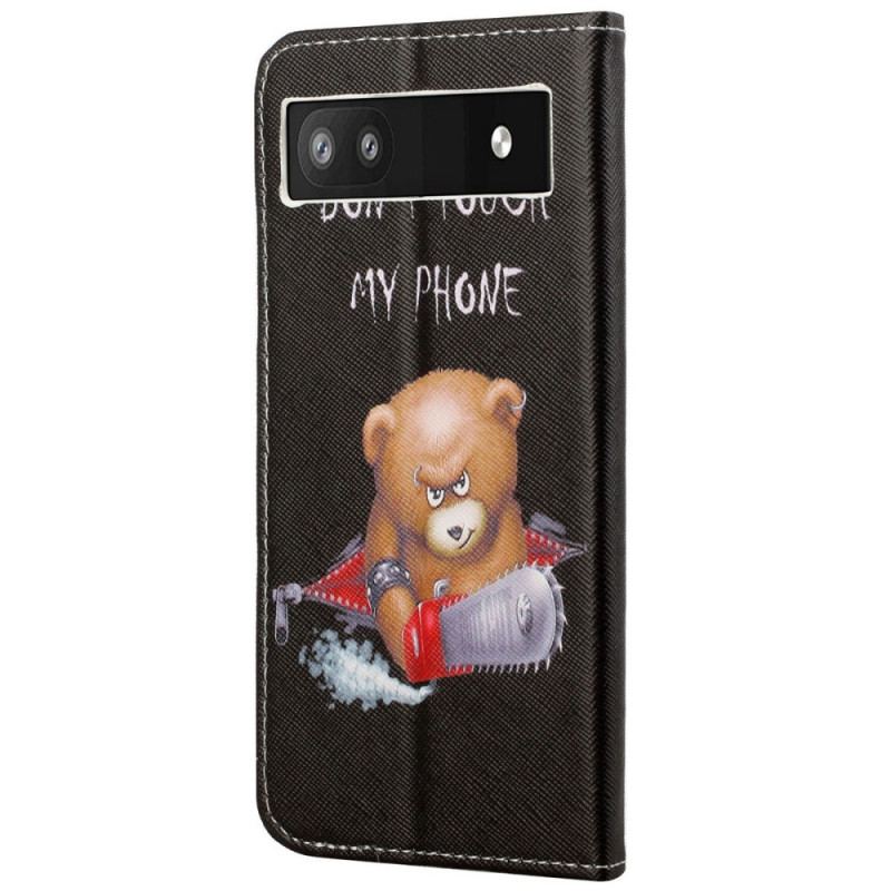 Capa De Couro Para Google Pixel 6A Urso Perigoso