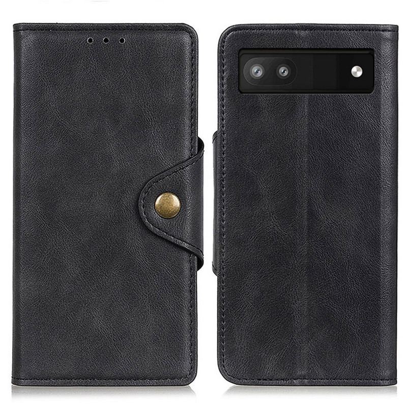 Capa Em Pele Para Google Pixel 6A Botão De Couro Falso