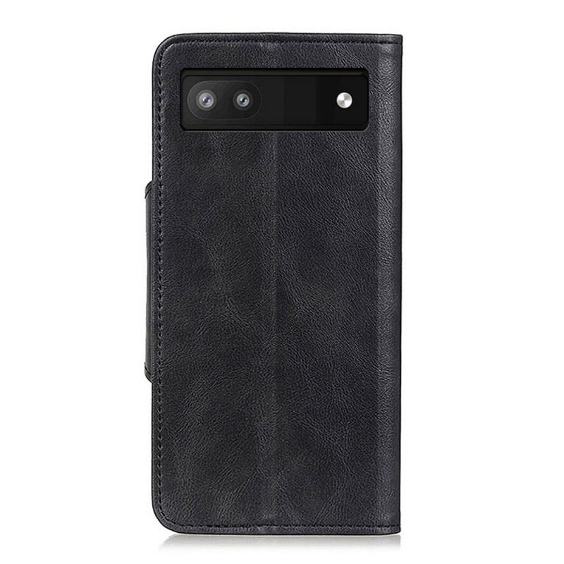 Capa Em Pele Para Google Pixel 6A Botão De Couro Falso