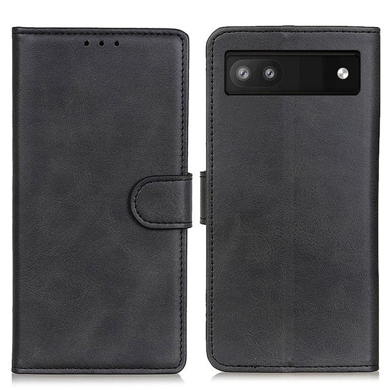 Capa Em Pele Para Google Pixel 6A Estilo De Couro Fosco