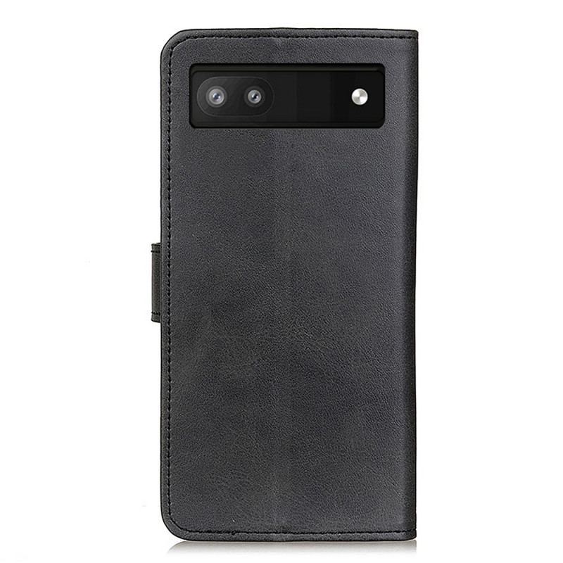 Capa Em Pele Para Google Pixel 6A Estilo De Couro Fosco