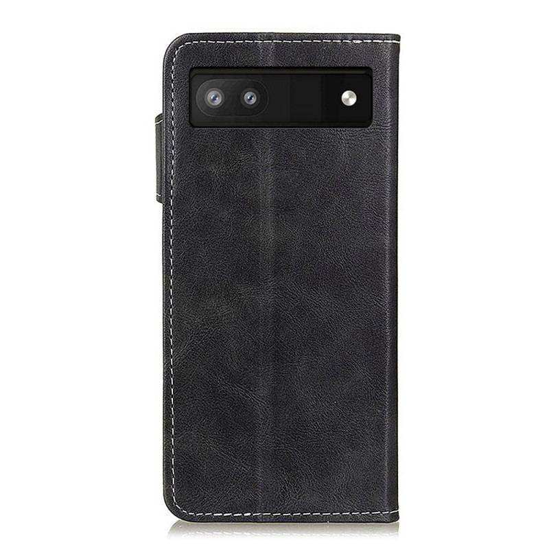 Capa Flip Para Google Pixel 6A Artístico E Costuras