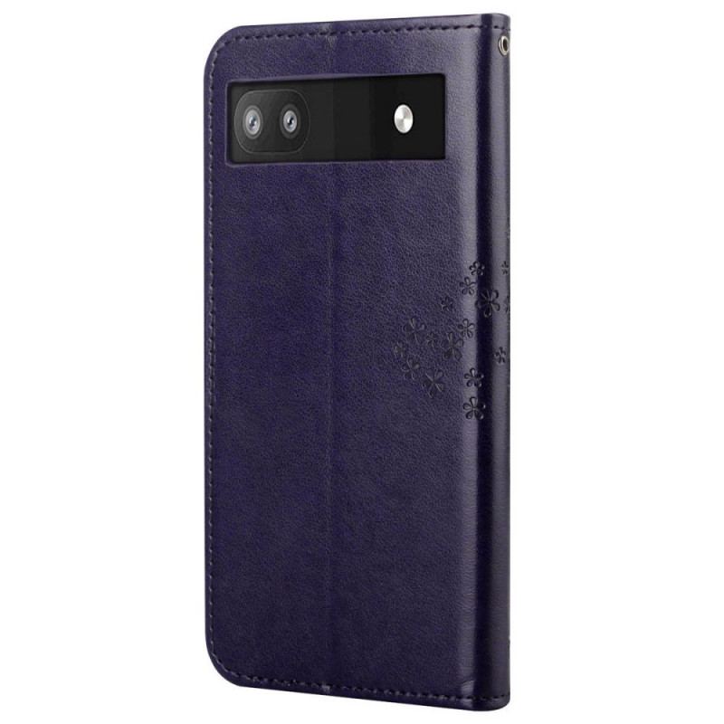 Capa Flip Para Google Pixel 6A Árvore Coruja Com Cordão