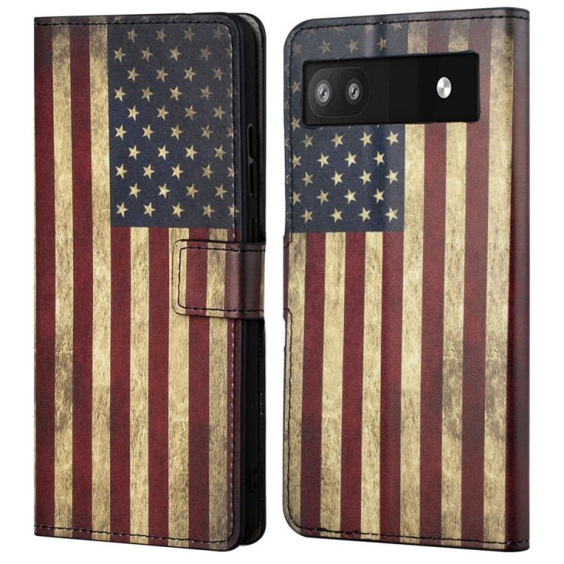 Capa Flip Para Google Pixel 6A Bandeira Americana