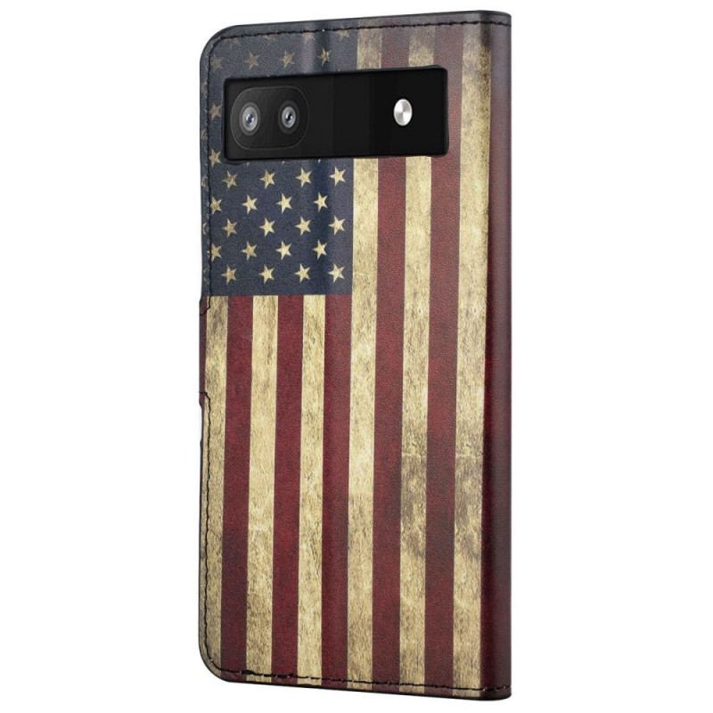 Capa Flip Para Google Pixel 6A Bandeira Americana