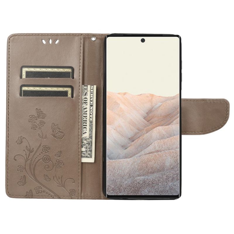 Capa Flip Para Google Pixel 6A Borboletas Em Flores