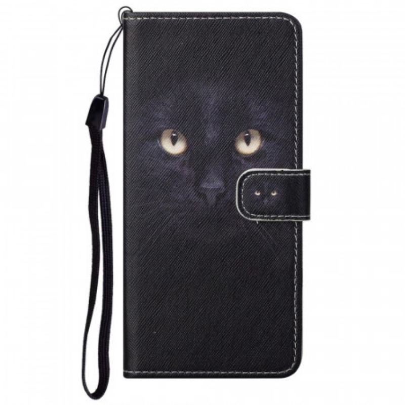 Capa Flip Para Google Pixel 6A De Cordão Olhos De Gato Com Tiras