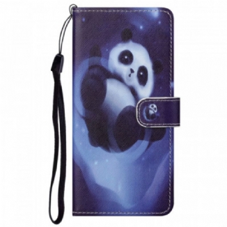 Capa Flip Para Google Pixel 6A De Cordão Strappy Space Panda