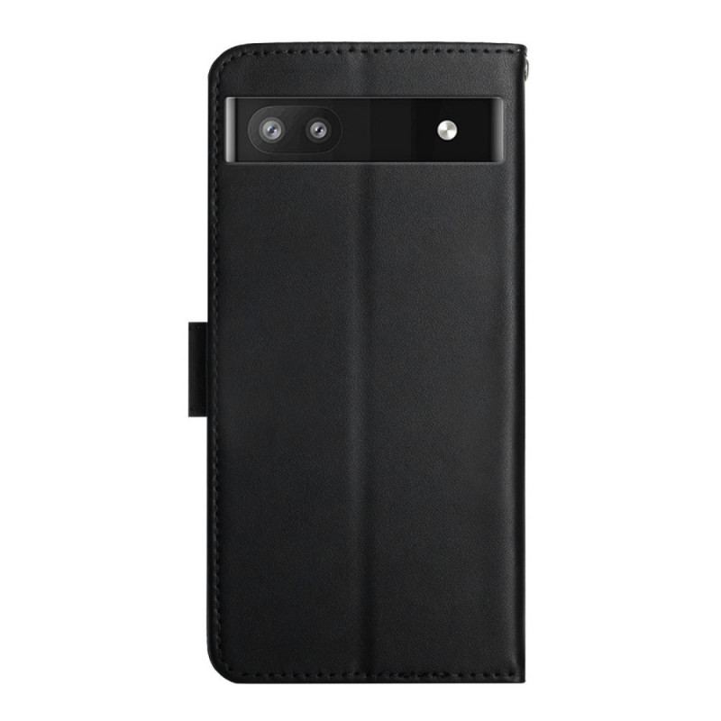 Capa Flip Para Google Pixel 6A Couro Napa Genuíno