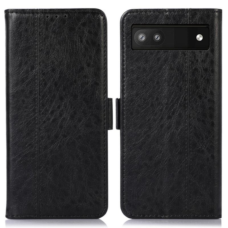 Capa Flip Para Google Pixel 6A Couro Sintético Discreto