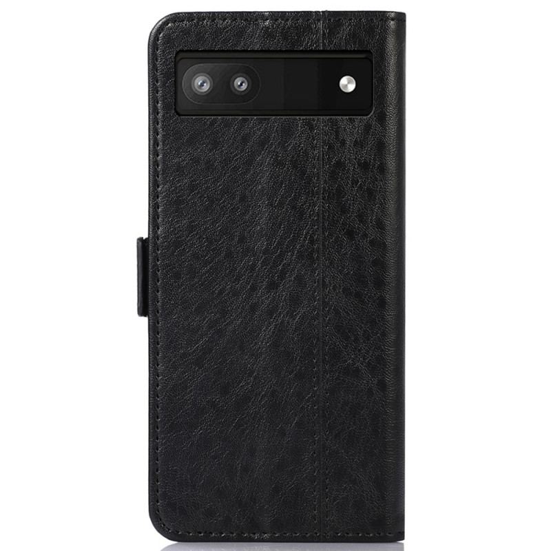 Capa Flip Para Google Pixel 6A Couro Sintético Discreto