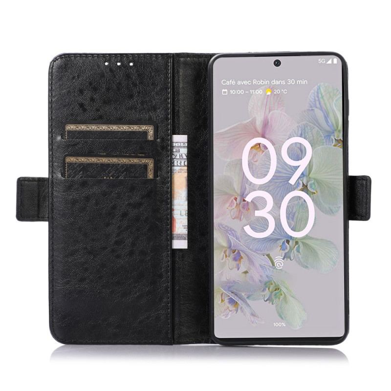 Capa Flip Para Google Pixel 6A Couro Sintético Discreto